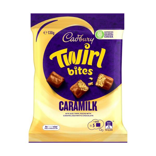 CADBURY TWIRL CARAMILK CHOCOLATE BITES 130G