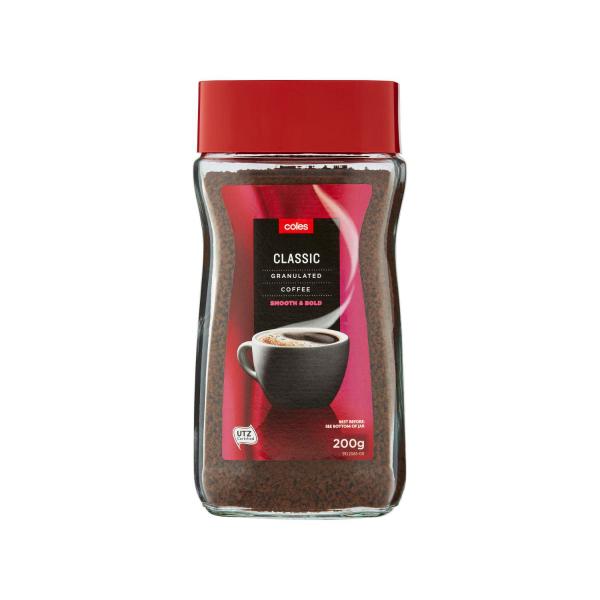 COLES CLASSIC GRANULATED COFFEE 200G