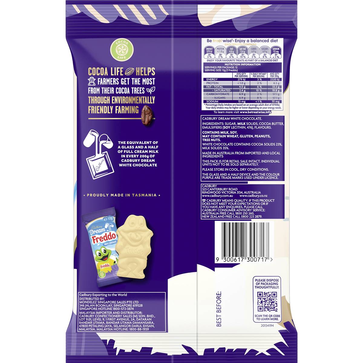 Cadbury Dream Freddo White Chocolate Share Pack 12 Mini Bars 144g
