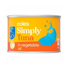 COLES SIMPLY TUNA IN VEGETABLE OIL 425G