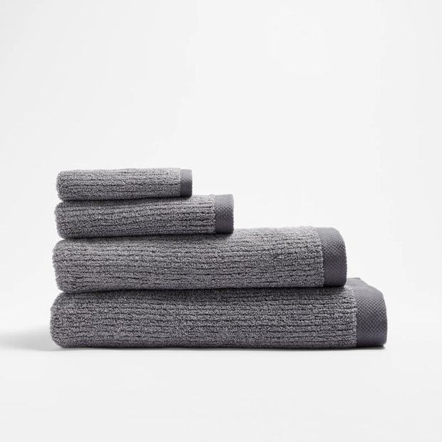 Australian Cotton Ribbed Hand Towel - Piper - Charcoal Marle