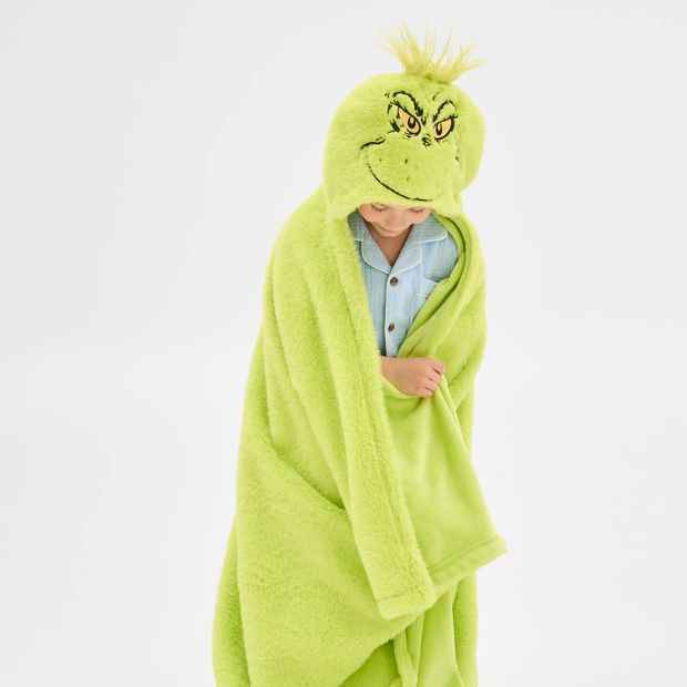 The Grinch Christmas Hooded Blanket Throw