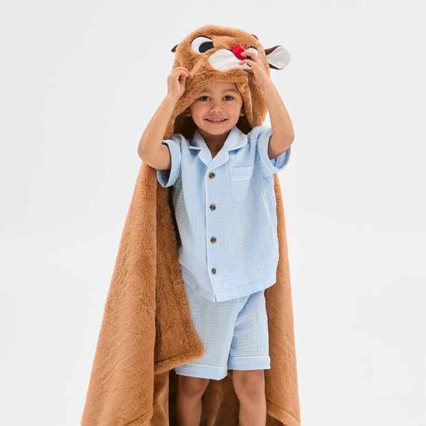 Rudolph Christmas Hooded Blanket Throw