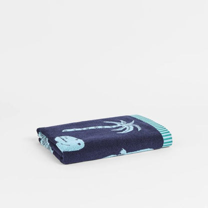 Kids Dino Australian Cotton Bath Towel - Peacoat