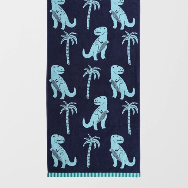 Kids Dino Australian Cotton Bath Towel - Peacoat