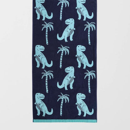 Kids Dino Australian Cotton Bath Towel - Peacoat