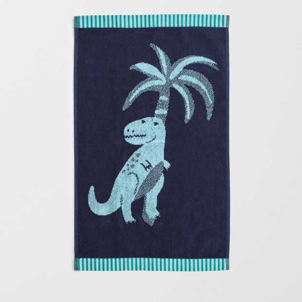 Kids Dino Australian Cotton Hand Towel - Peacoat