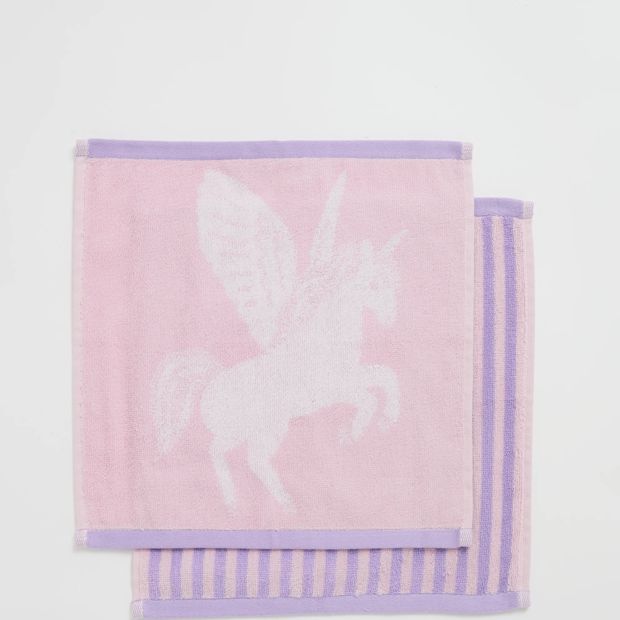 Kids Unicorn Australian Cotton 2 Pack Face Washer - Pale Lilac