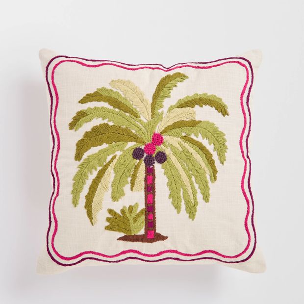 Palmer Embroidered Cushion - Pumice