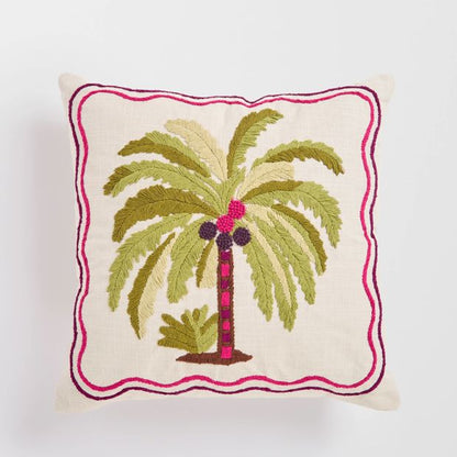 Palmer Embroidered Cushion - Pumice