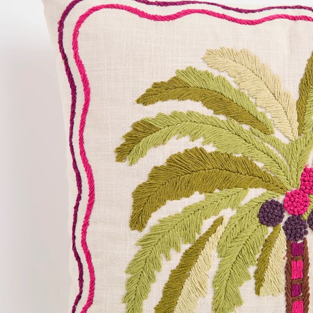 Palmer Embroidered Cushion - Pumice