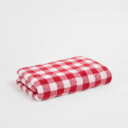 Christmas Georgie Australian Cotton Gingham Bath Towel - Red