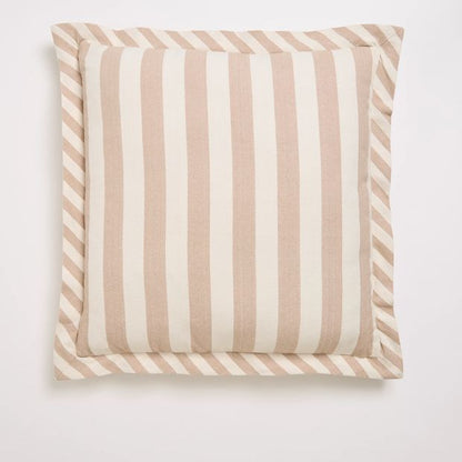 Dakota Stripe Cotton Cushion - Taupe