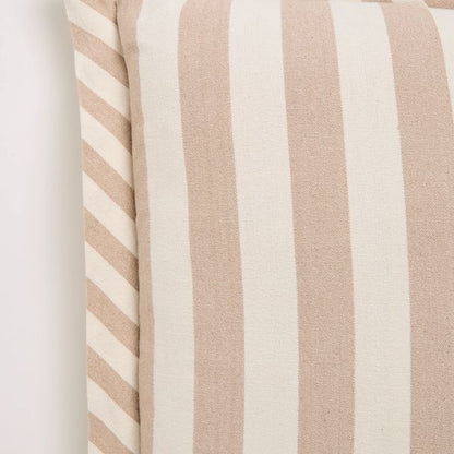 Dakota Stripe Cotton Cushion - Taupe