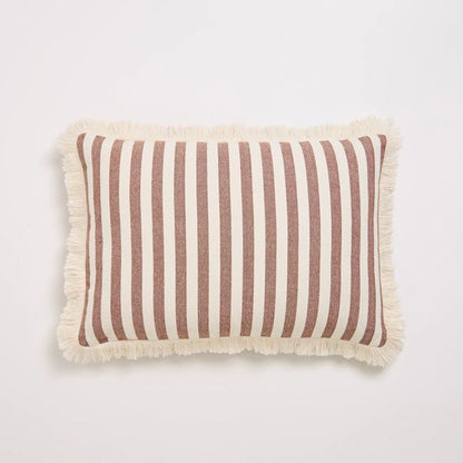 Dakota Stripe Cotton Cushion - Tiramisu