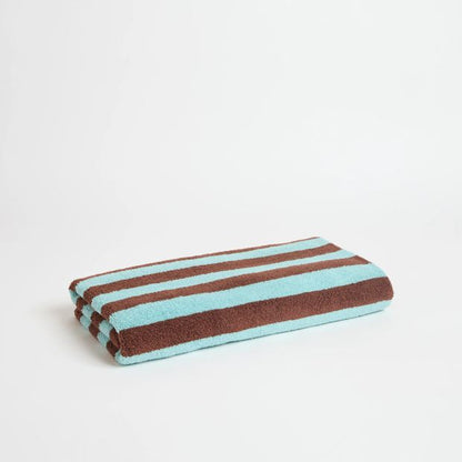 Rayne Australian Cotton Stripe Bath Towel - Tiramisu/Sky Blue