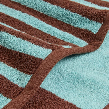 Rayne Australian Cotton Stripe Bath Towel - Tiramisu/Sky Blue