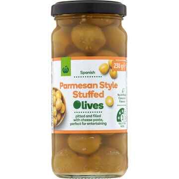 Woolworths Parmesan Stuffed Mediterranean Olives 230g