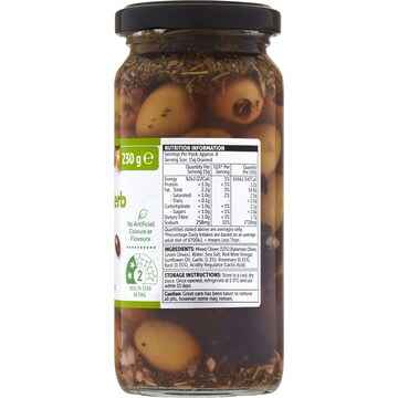 Woolworths Garlic & Herb Mixed Mediterranean Olives 230g