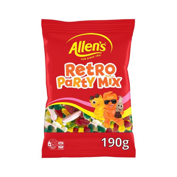 ALLEN'S LOLLIES RETRO PARTY MIX LOLLY BAG 190G