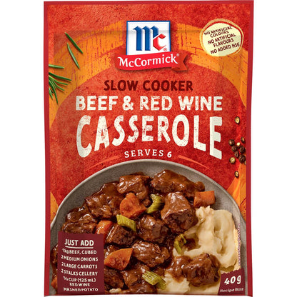 McCormick Slow Cooker Beef & Red Wine Casserole Recipe Base 40g
