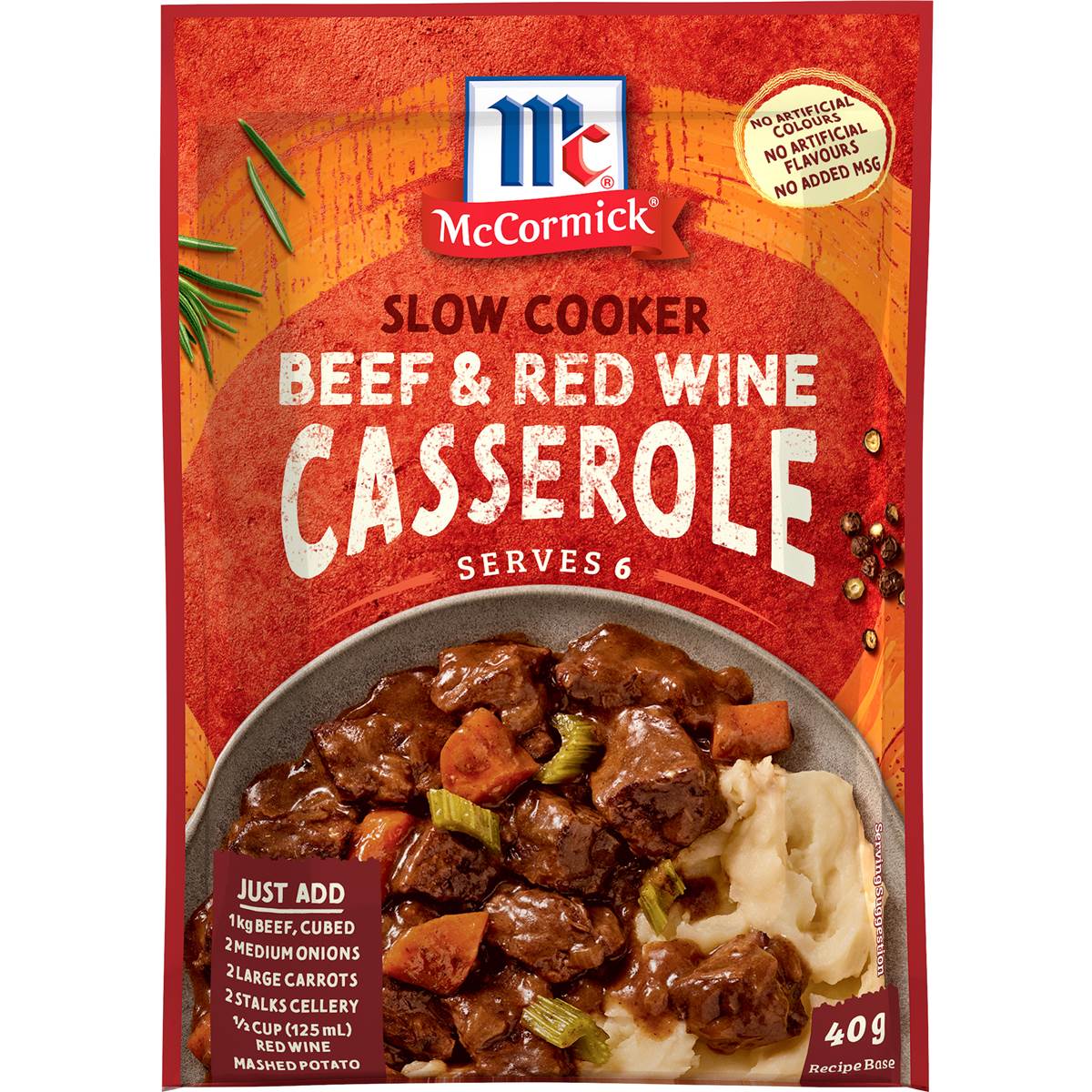 McCormick Slow Cooker Beef & Red Wine Casserole Recipe Base 40g