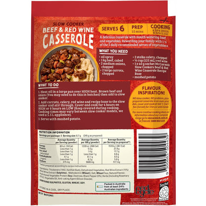 McCormick Slow Cooker Beef & Red Wine Casserole Recipe Base 40g