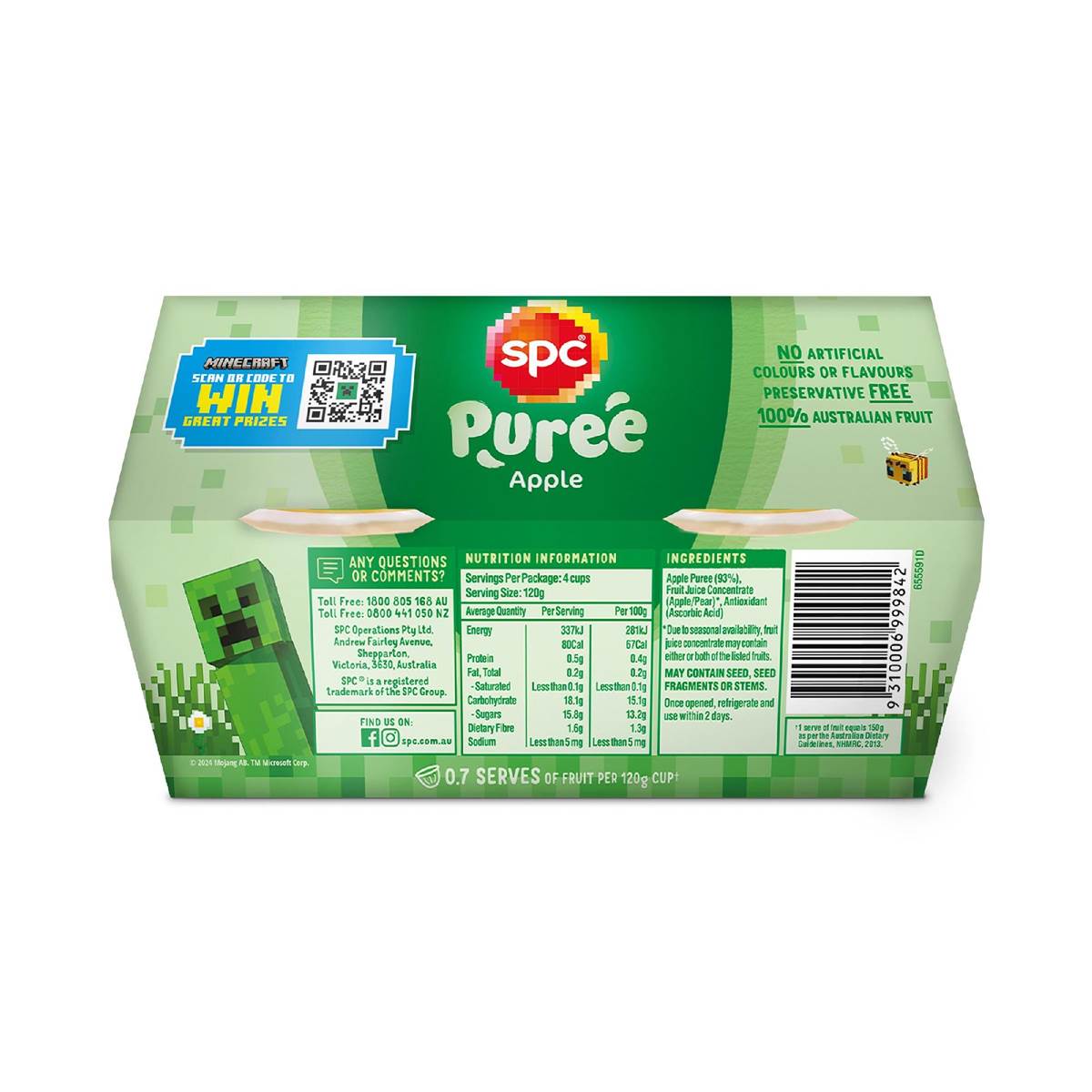 SPC Apple Puree Cups 120g x 4 pack