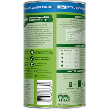 Nature's Gift Adult Wet Dog Food Loaf Chicken Vegetables & Rice 1.2kg