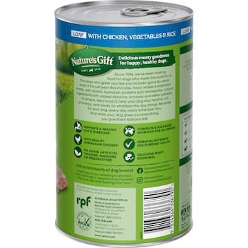 Nature's Gift Adult Wet Dog Food Loaf Chicken Vegetables & Rice 1.2kg
