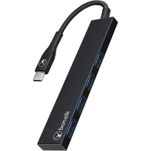 Bonelk Long-Life USB-C to 4 Port USB 3.0 Slim Hub (Black)