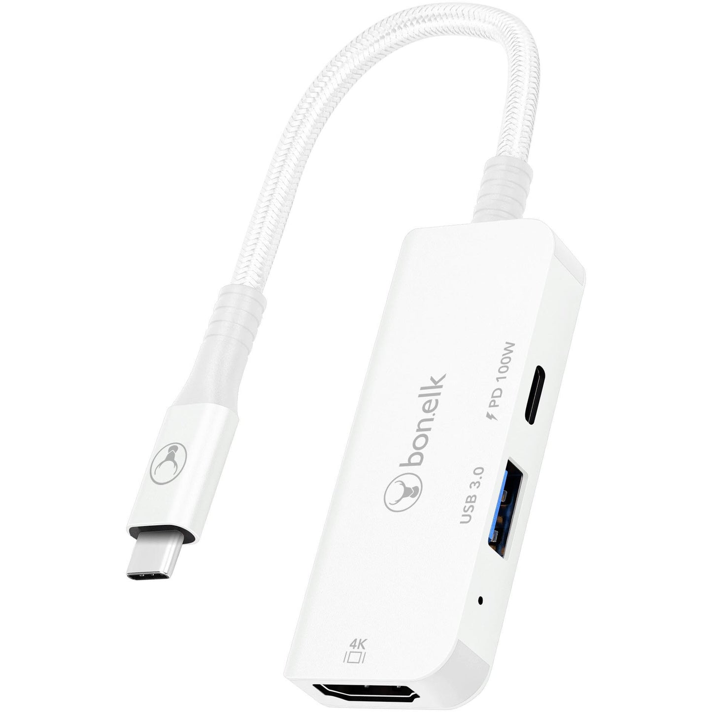 Bonelk Long-Life USB-C 3 in 1 Multiport Hub (White)