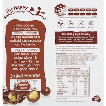 The Happy Snack Company Chickpeas Chocolate 5 pack