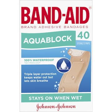 Band-Aid Waterproof Aquablock Sterile Strips 40 pack