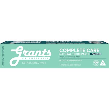 Grants Of Australia Complete Care Natural Toothpaste With Aloe & Mint 110g