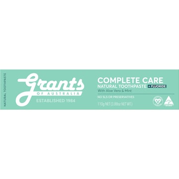 Grants Of Australia Complete Care Natural Toothpaste With Aloe & Mint 110g