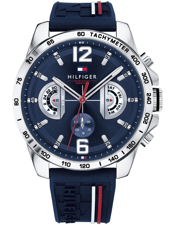 Multi-function Blue Silicone Men's Sport Watch