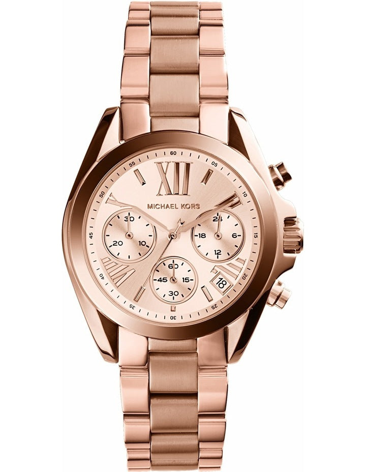 Rose Gold Chronograph Watch with Roman Numerals