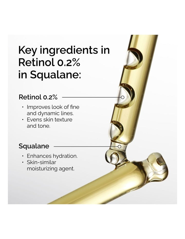 Retinol 0.2% in Squalane, Mild Serum for Early Signs of Ageing 30ml