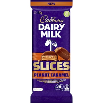 Cadbury Dairy Milk Slices Peanut Caramel Chocolate Block 170g