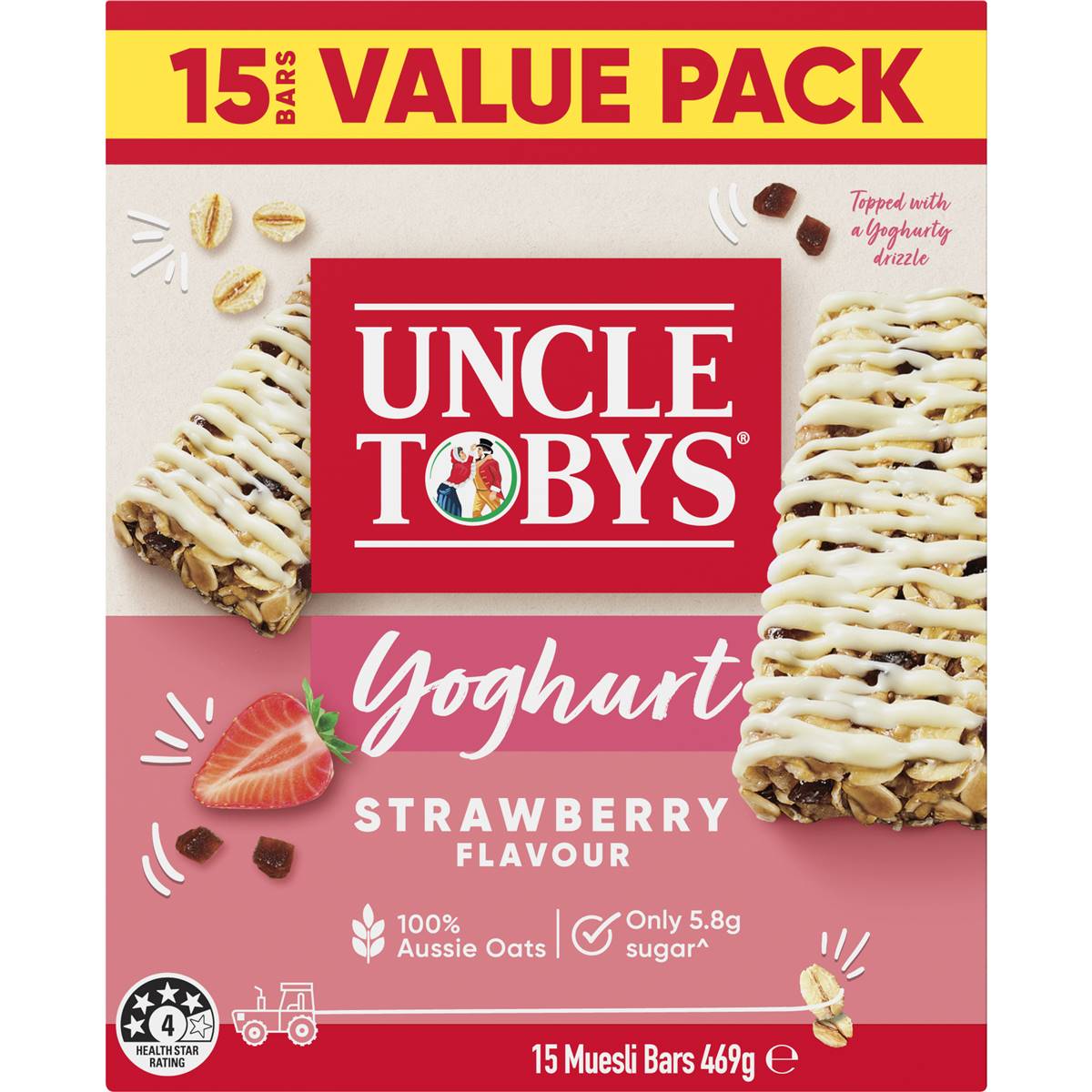 Uncle Tobys Yoghurt Muesli Bars Strawberry 469g