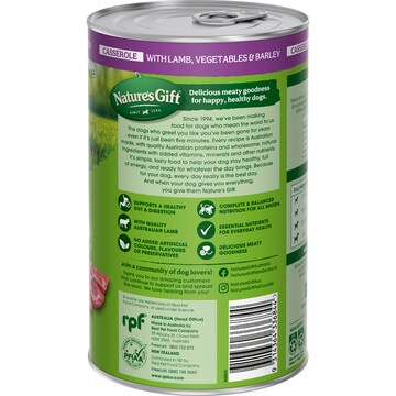 Nature's Gift Adult Wet Dog Food Casserole With Lamb Vegetables & Barley 1.2kg
