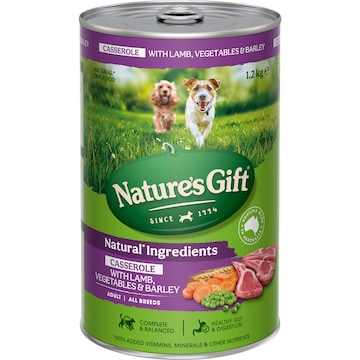 Nature's Gift Adult Wet Dog Food Casserole With Lamb Vegetables & Barley 1.2kg