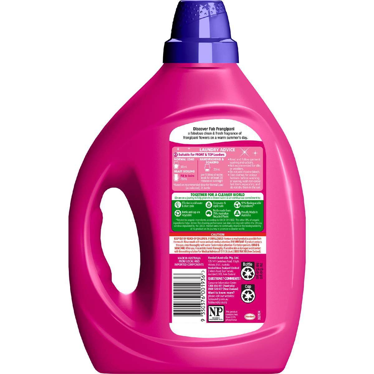 Fab Laundry Liquid Fresh Frangipani 2L