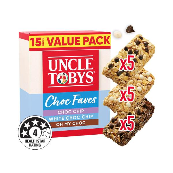 UNCLE TOBYS MUESLI BARS CHEWY CHOC LOVERS VARIETY VALUE LUNCHBOX SNACKS