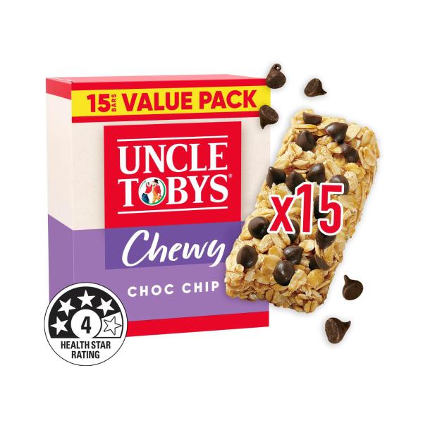 UNCLE TOBYS MUESLI BARS CHEWY CHOC CHIP VARIETY VALUE LUNCHBOX SNACKS