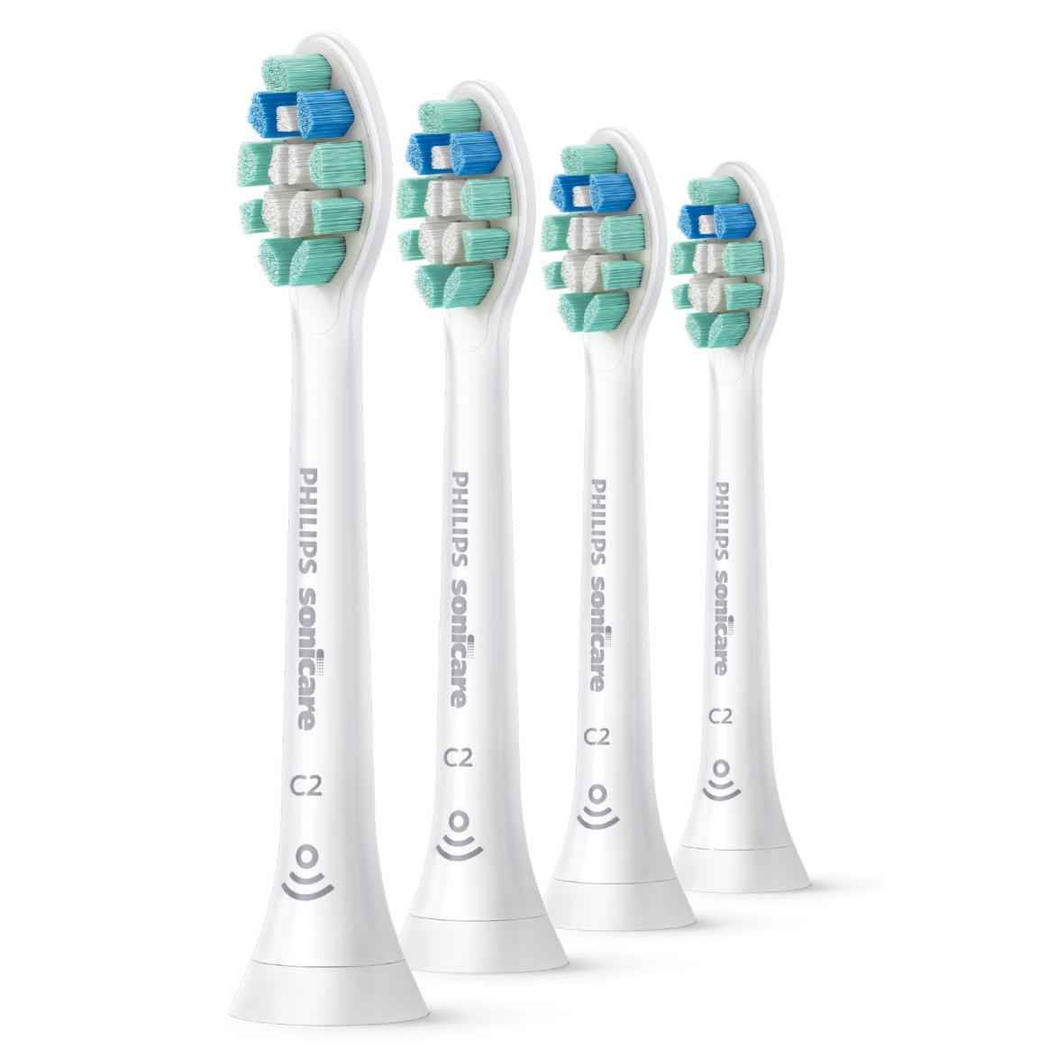 Philips Sonicare C2 Optimal Plaque Defence Standard Brush Heads (White) [4-Pack]
