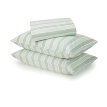 Stripe Flannelette Cotton Sheet Set - King Bed, Sage