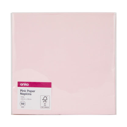 50 Piece Pink Paper Napkins
