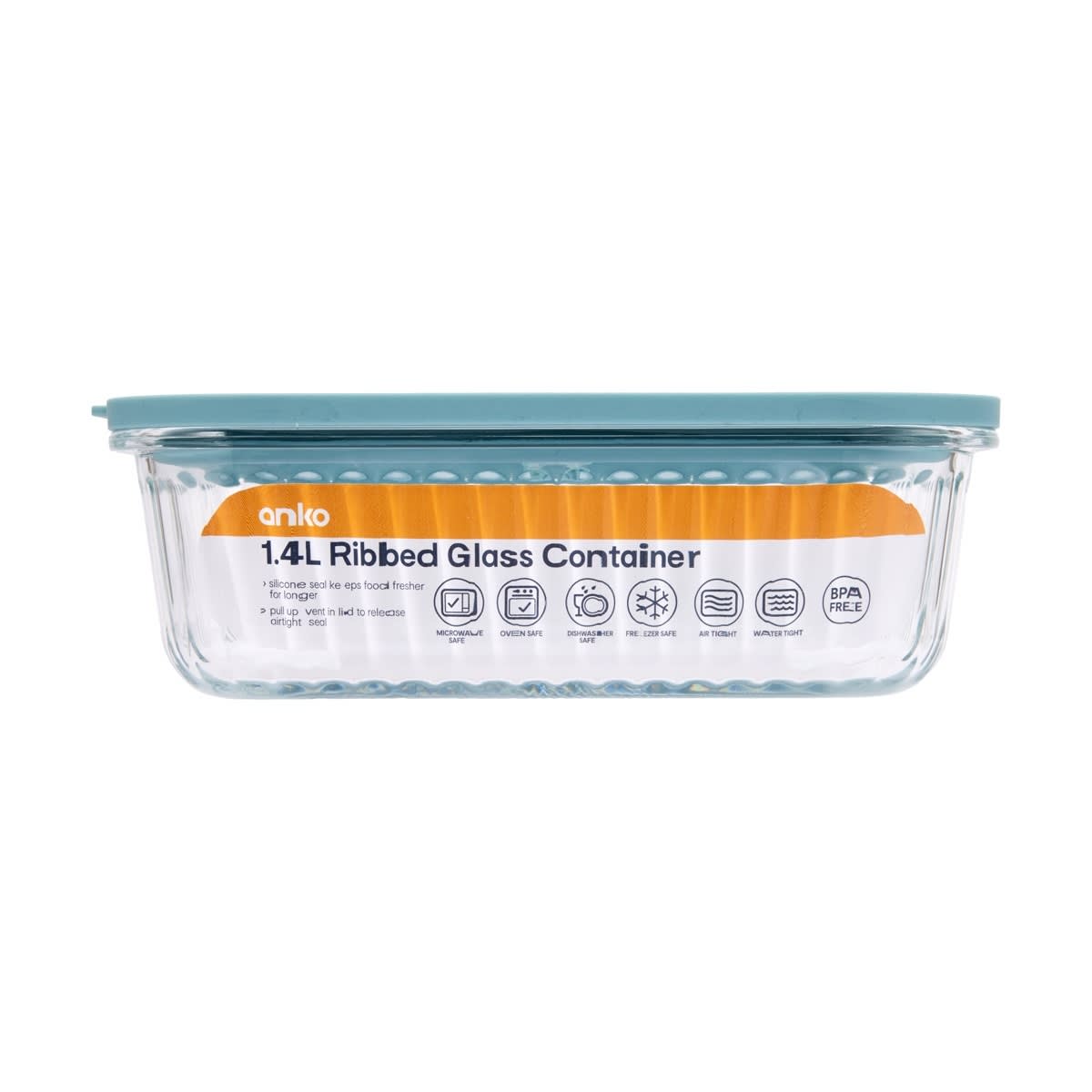 1.4L Ribbed Glass Container